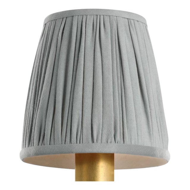 Visual Comfort Signature 4" Pleated Blue Linen Shade For Sale