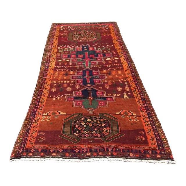 Burnt Orange Vintage Turkish Wide Rug Runner - 56" X 124" For Sale
