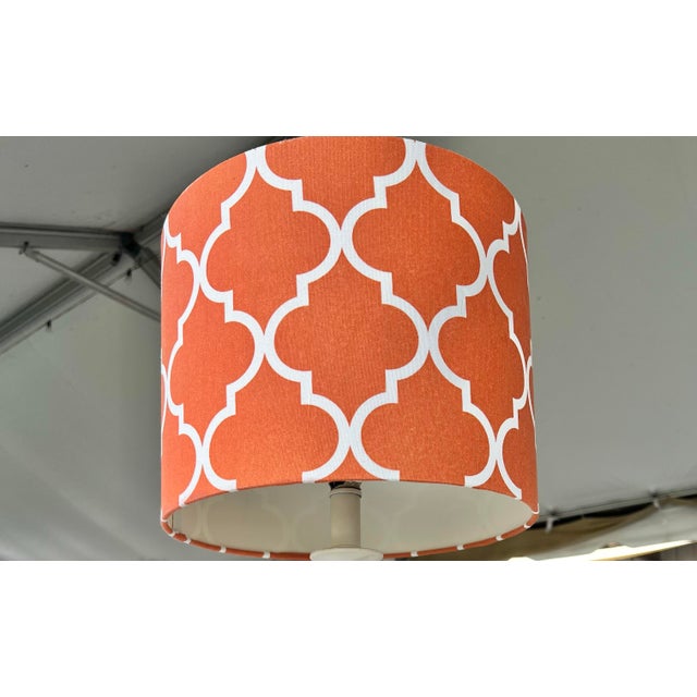 Late 20th Century Contemporary Terracotta Quatrefoil Trellis Statement Drum Shade For Sale - Image 4 of 4