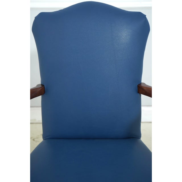 Eagle Carved Arm Blue Leather Armchair For Sale In Philadelphia - Image 6 of 18