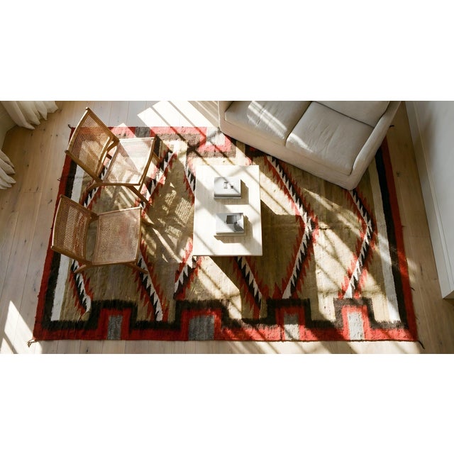 Awesome Tan Camel Color and Geometric Design Antique Navajo Rug For Sale - Image 12 of 12