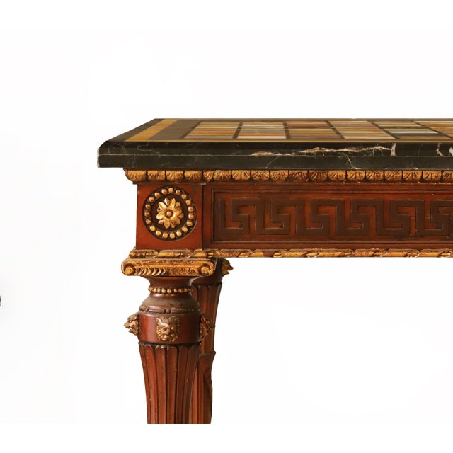 20th Century George III Style Side Table/Desk With Italian Marble/Semi-Precious Stone Specimen Chess Board Table Top For Sale - Image 9 of 13