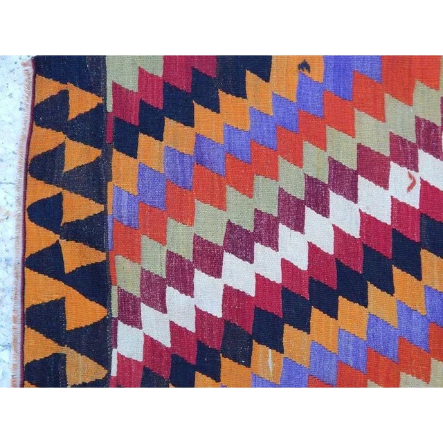 Turkish 1970s Vintage Handmade Turkish Kilim Runner 4′2″ × 10′9″ For Sale - Image 3 of 12
