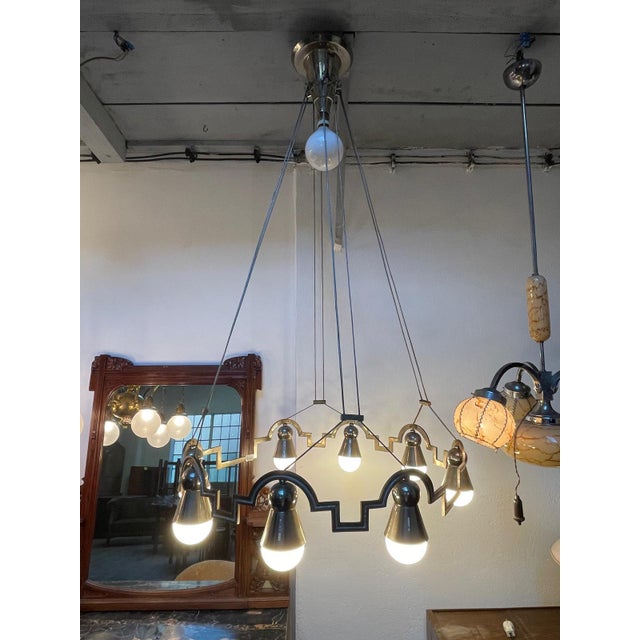 Art Deco Bauhaus School Ceiling Chandelier, 1930 For Sale - Image 4 of 5