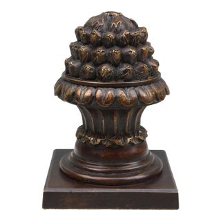 Vintage Theodore Alexander Bronze Finish Neoclassical Floral Urn Finial Bookend / Paperweight For Sale