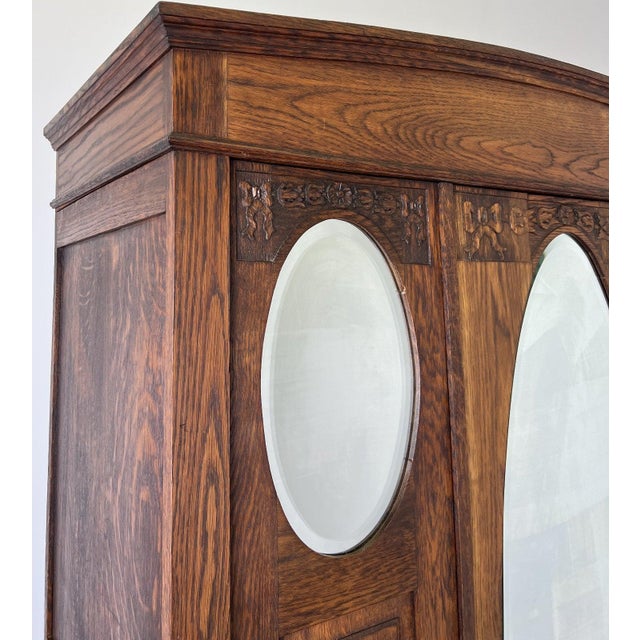 French Wardrobe in Oak with Mirror For Sale - Image 5 of 13