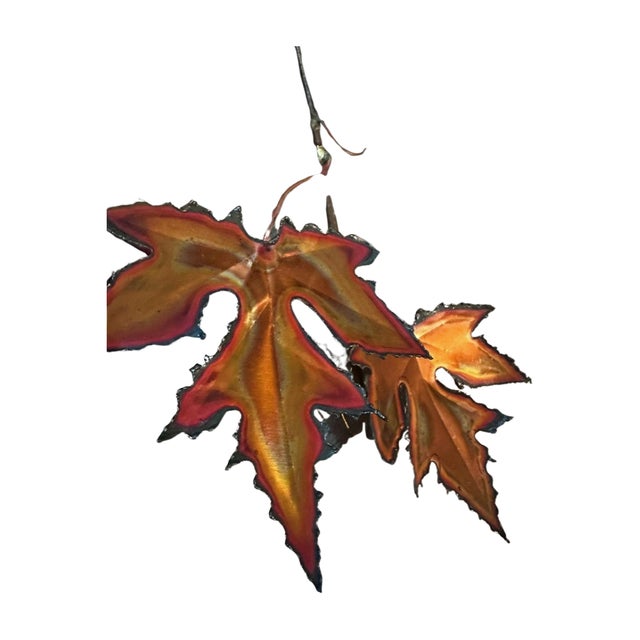 1982 Torch-Cut Metal Leaf Sculpture — 53” - Signed For Sale - Image 10 of 17