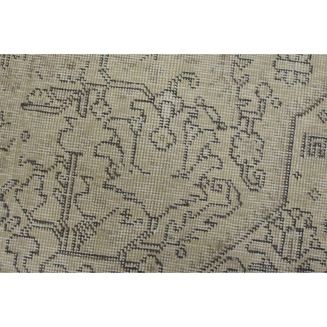 Tabriz Rug 6’6” X 9’3” Beige Wool Vintage Distressed Hand-Knotted Carpet For Sale - Image 4 of 15