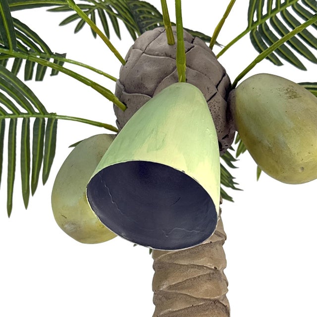 Vintage 1960s Plaster Palm Tree Floor Lamp W/ Metal Bullet Shade - Tropical Tiki Island Beach Decor - Mario Torres Style For Sale - Image 10 of 18