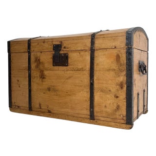 19th Century Antique English Pine Dome-Top Storage Chest For Sale