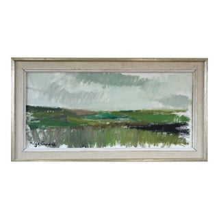 Mid-Century Modern 'Earth and Air' Vintage Swedish Original Abstract Landscape Oil Painting, Framed For Sale