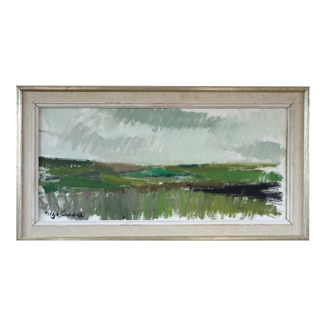 Mid-Century Modern 'Earth and Air' Vintage Swedish Original Abstract Landscape Oil Painting, Framed For Sale