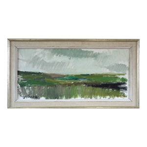 Mid-Century Modern 'Earth and Air' Vintage Swedish Original Abstract Landscape Oil Painting, Framed