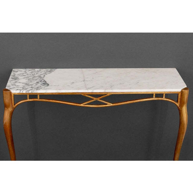 1940s Italian White Marble Top Gilt Metal Console, 1940s For Sale - Image 5 of 7