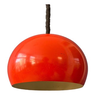 Large Vintage Space Age Red Metal Pendant Lamp For Sale