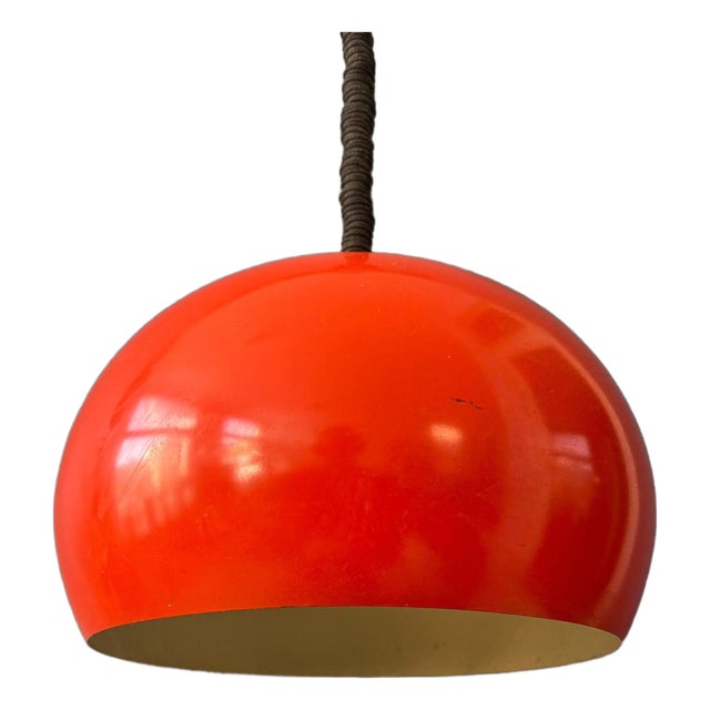 Large Vintage Space Age Red Metal Pendant Lamp For Sale