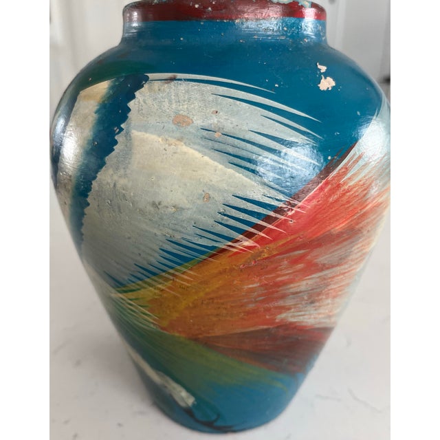 1930s Mexican Hand-Painted Tonala Vase For Sale - Image 10 of 12