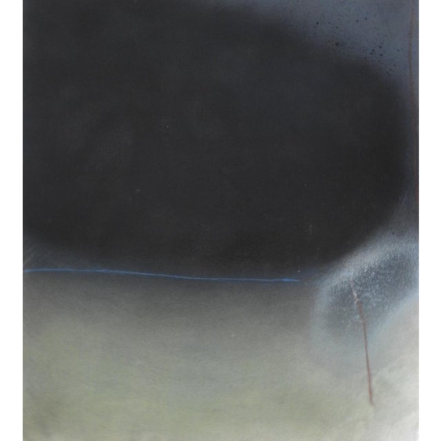 1970s 1970s Abstract Black Gray Celadon Painting For Sale - Image 5 of 7