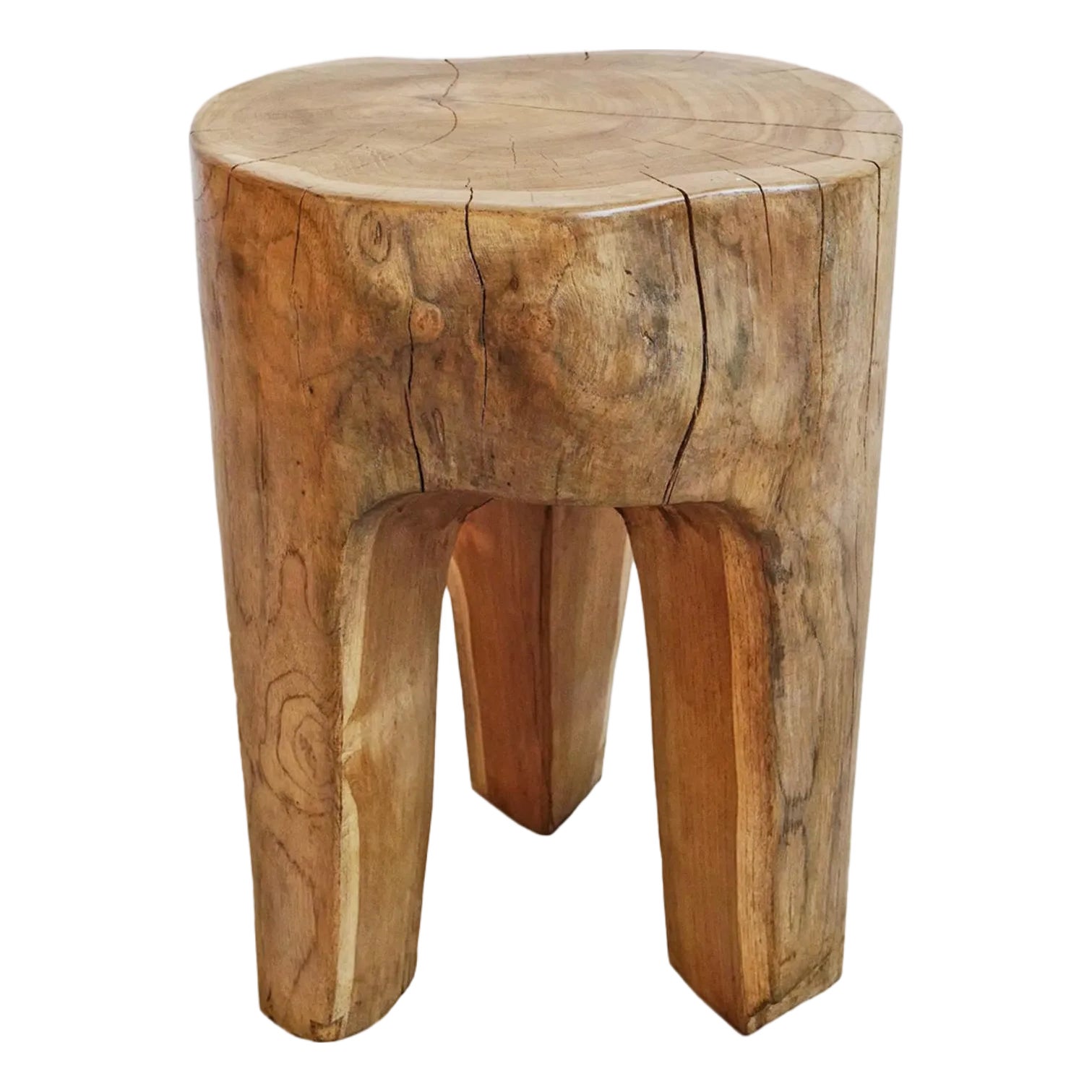 Organic Modern Teak Root 3-Leg Stool / Side Table | Chairish