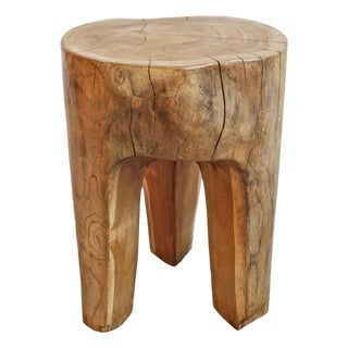 Organic Modern Teak Root 3-Leg Stool / Side Table For Sale