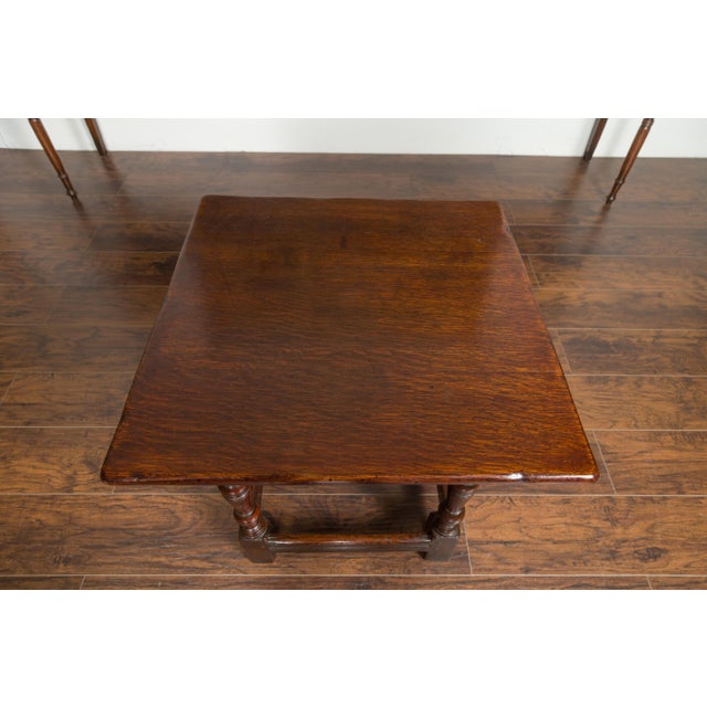 English 1800s Georgian Oak Side Table with Single Drawer and Baluster Legs For Sale In Atlanta - Image 6 of 12