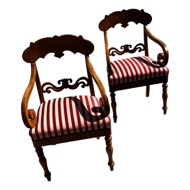 Early 19th Century Pair of Biedermeier Armchairs For Sale