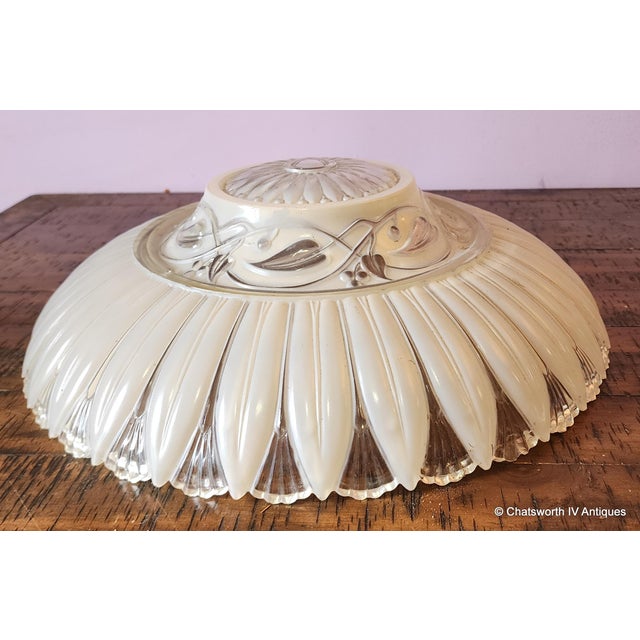 Glass Vintage Mid Century Glazed Glass Ceiling Fixture 16" Shade Only ~ For Sale - Image 7 of 7