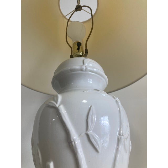 Beautiful Palm Beach Regency White Glazed Porcelain Ginger Jar Table Lamps - a Pair. Nice details and original finish. Add...