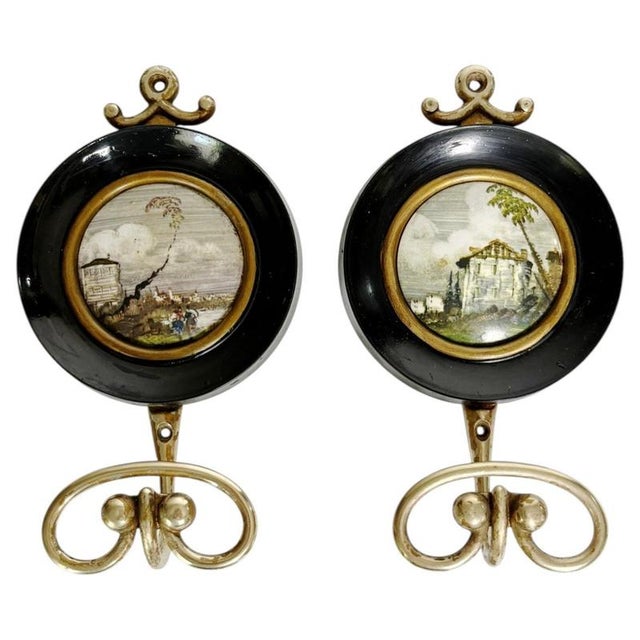 19th Century Wooden and Brass Coat Hooks, France, Set of 2 For Sale - Image 11 of 11