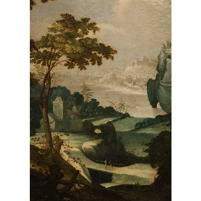 Workshop of Paul Bril, Landscape with Mary Magdalene, 1640, Oil on Canvas For Sale - Image 13 of 16
