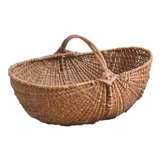 Large Early 20th Century Oak Splint Buttocks Basket For Sale