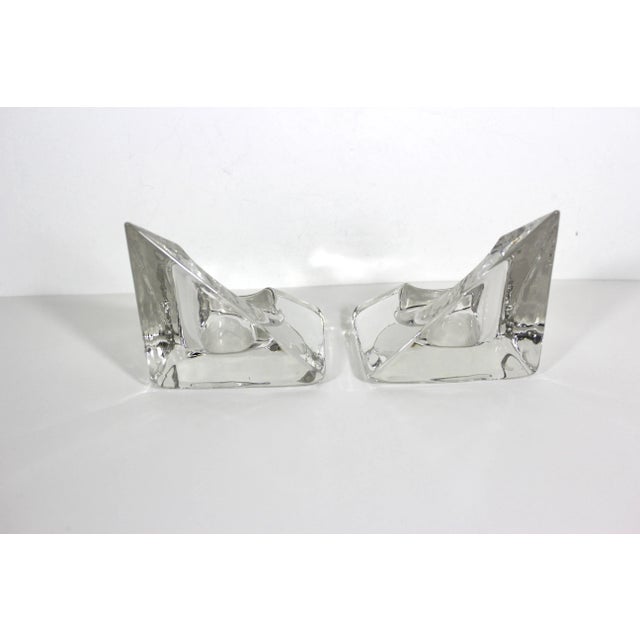 Vintage Pair of Nybro Sweden Volcano Crystal Candleholder Bookends Designed by Tord Kjellstrom For Sale - Image 6 of 10