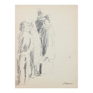 Modernist Sketched Figures 20th Century Graphite For Sale