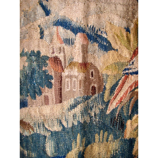 Green Aubusson Verdure Tapestry Birds and Cheery Trees Circa 17 Hundreds For Sale - Image 8 of 16