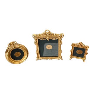 Set of 3 Vintage Elias 18k Gold Electroplate Mini Frames W/ Boxes & Provenance For Sale
