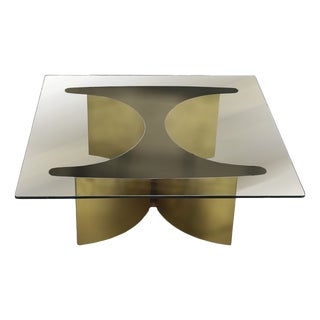Brass and Glass Coffee Table by Giuseppe Raimondi for Cristal Art, Italy, 1970s For Sale