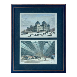 Grand Central Station New York City Framed Pair (Interior & Exterior Views), 1872