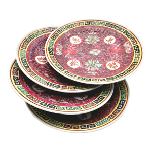 Vintage Set of 4 - Chinese Mun Shou Longevity “萬壽無疆” Porcelain Small 6 Inch Plate