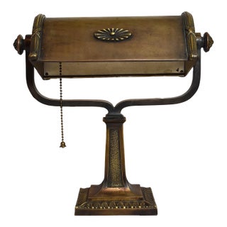 Vintage Art Deco Bronze Desk Library Lamp For Sale
