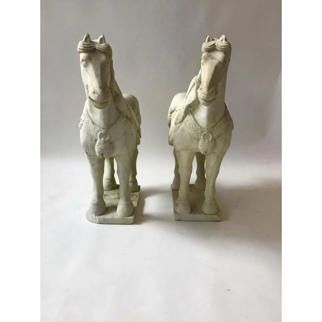 Stone Carved Marble Asian Horses - a Pair For Sale - Image 7 of 13