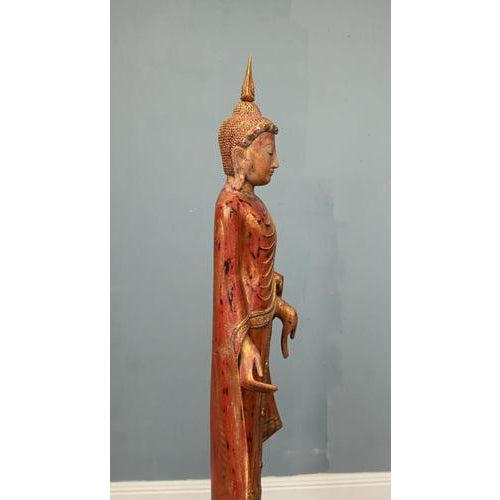 Burmese Carved Standing Buddha Statue For Sale - Image 15 of 17