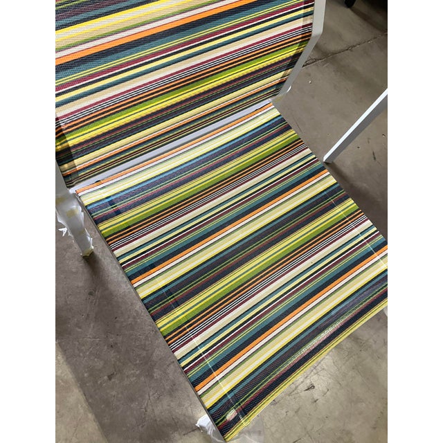MamaGreen Stripe Aluminum Carver Outdoor Dining Side Chair Chairish