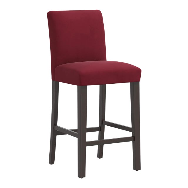 Chelsea Bar Stool in Berry Classic Velvet For Sale
