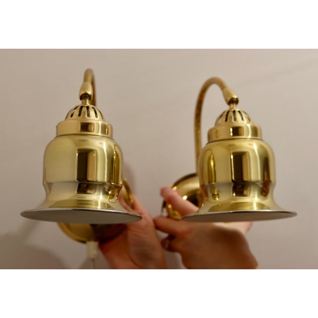 Vintage Swedish Brass Wall Lamps by Dahlquist and Johansson, 1960s, Set of 2 For Sale - Image 4 of 9