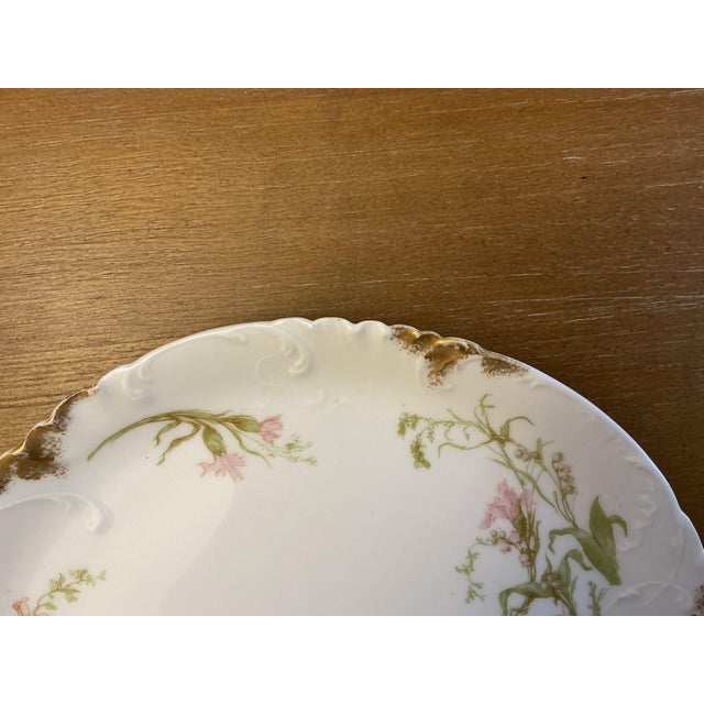 Limoges, France Antique Haviland & Co. Limoges French Porcelain Carnation Plate With Heavy Gold Rim For Sale - Image 4 of 8