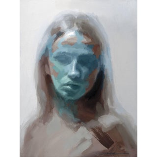 Cascade by Josh Sorrell | Oil on Panel Portrait of a Young Woman with Abstract Features For Sale