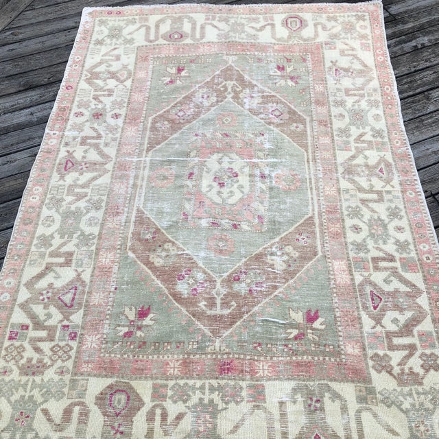 Turkish Antique Turkish Rug | 6x7 For Sale - Image 3 of 9