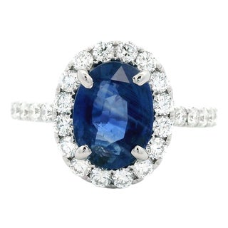 Alexander Beverly Hills Gia 3.03ct No-Heat Oval Ceylon Sapphire & Diamond Ring, Size 6.25 For Sale