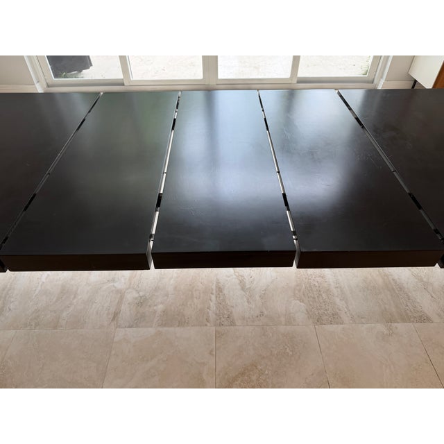 Giant Parsons Table in Black Lacquer With 3 Leaves For Sale - Image 9 of 11