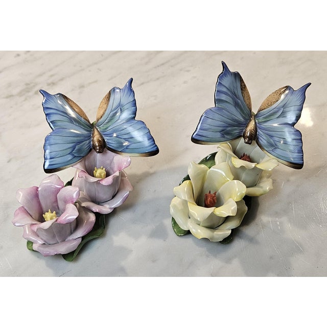1980s 2 Beautiful Herend Butterfly and Flower Figurines For Sale In Charlotte - Image 6 of 17